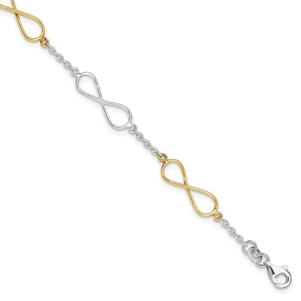 Kazi Luxury Sterling Silver Polished Flash Gold-plated Infinity Symbol Bracelet